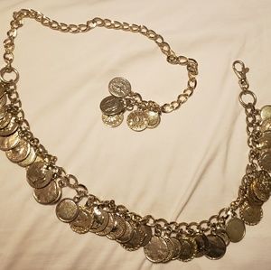 Bebe gold coin waste chain belt